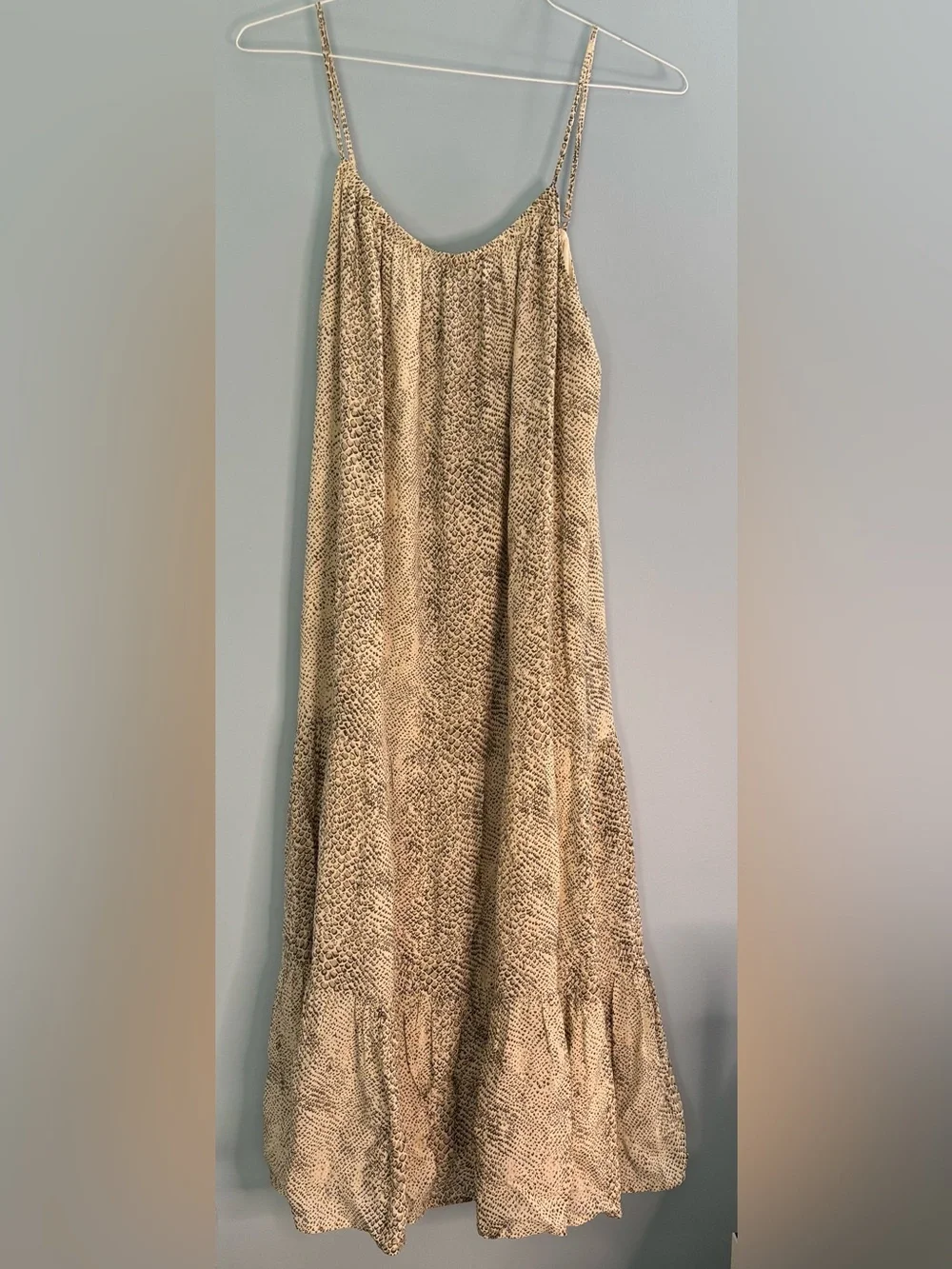 Rails Adora Midi Dress in Cream Snakeskin Sleeveless Spaghetti Strap Size Medium